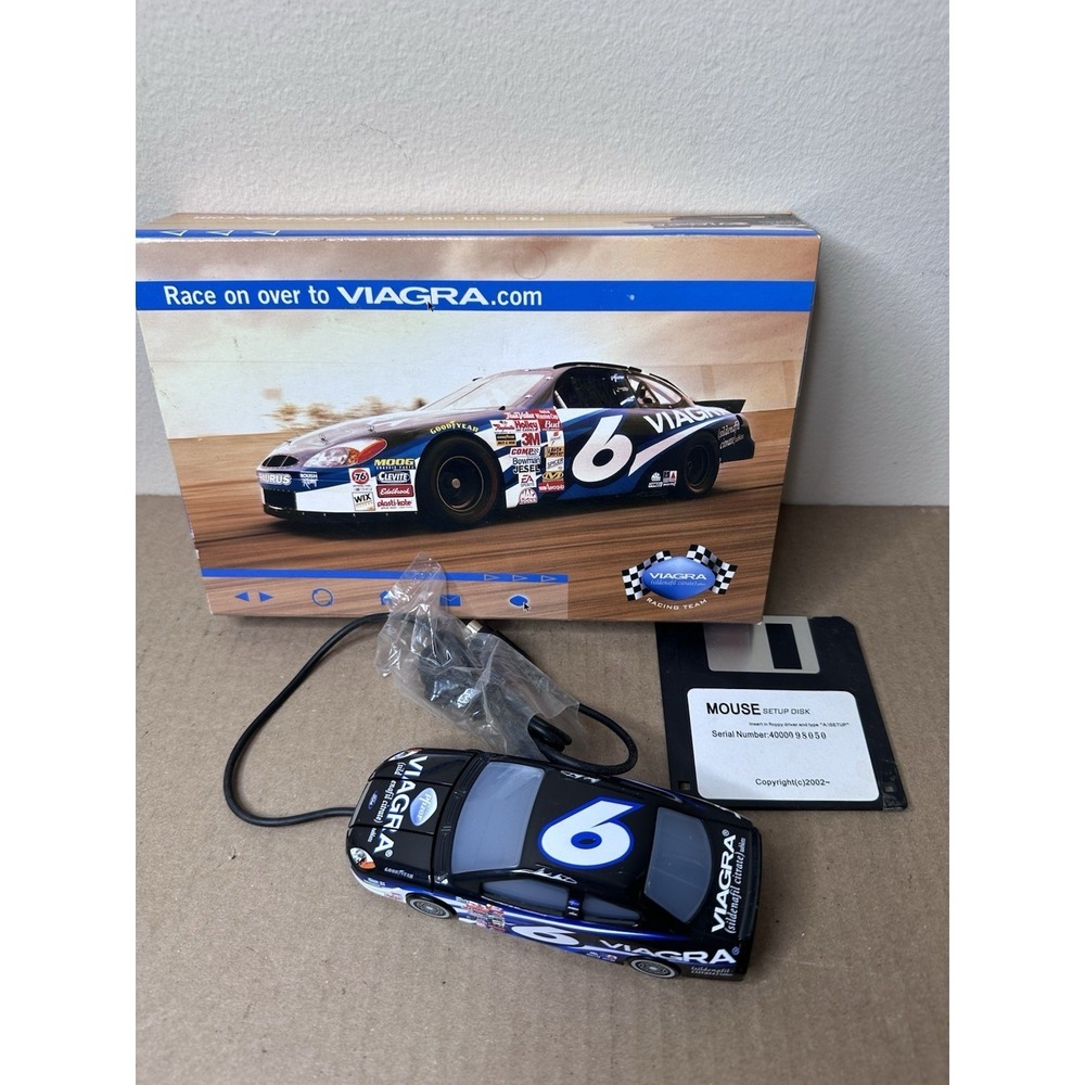 Vintage Y2K Pfizer Pharma Promo Race Car Computer Mouse